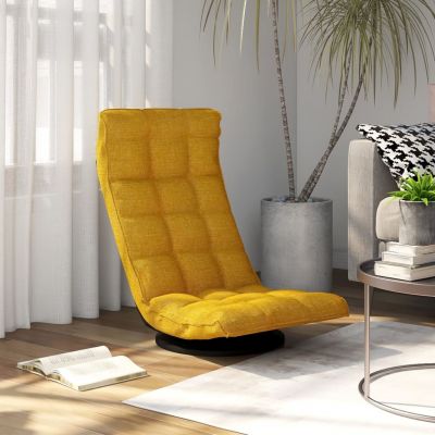 Gossi scaun de podea pivotant, galben mustar, material textil