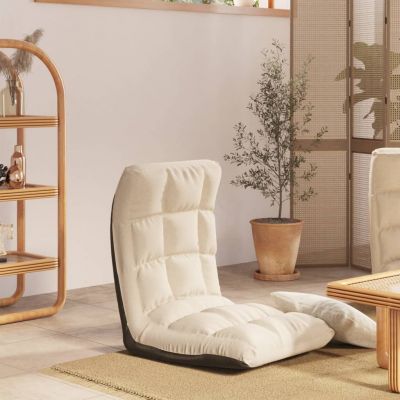 Gossi scaun de podea pliabil, crem, material textil