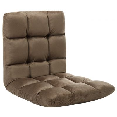 Gossi scaun de podea pliabil, gri taupe, microfibra