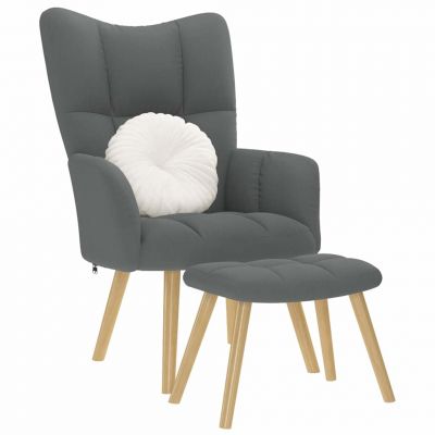 Gossi scaun de relaxare cu taburet, gri deschis, textil