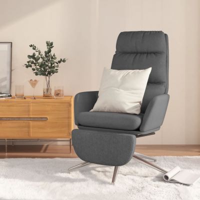 Gossi scaun de relaxare cu taburet, gri inchis, material textil