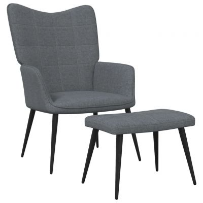 Gossi scaun de relaxare cu taburet, gri inchis, textil