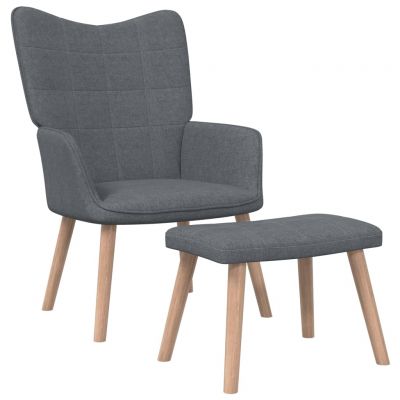Gossi scaun de relaxare cu taburet, gri inchis, textil