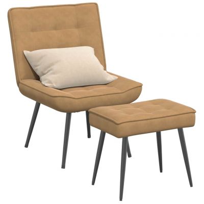 Gossi scaun de relaxare cu taburet, maro, catifea