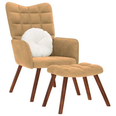 Gossi scaun de relaxare cu taburet, maro, catifea