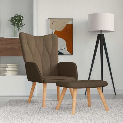 Gossi scaun de relaxare cu taburet, maro, material textil