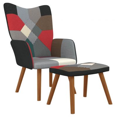 Gossi scaun de relaxare cu taburet, material textil, petice