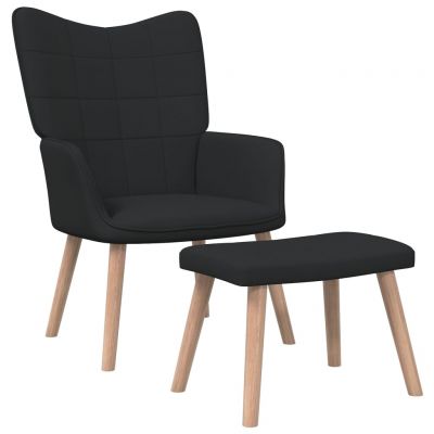 Gossi scaun de relaxare cu taburet, negru, textil