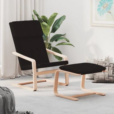 Gossi scaun de relaxare cu taburet, negru, textil