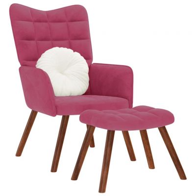 Gossi scaun de relaxare cu taburet, rosu vin, catifea