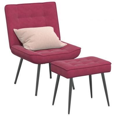 Gossi scaun de relaxare cu taburet, rosu vin, catifea