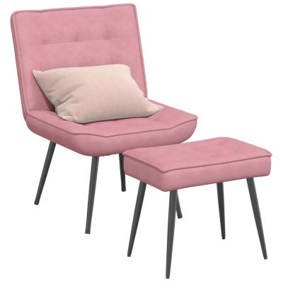 Gossi scaun de relaxare cu taburet, roz, catifea