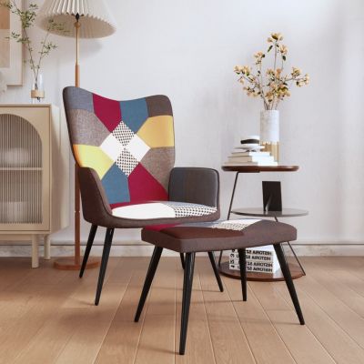 Gossi scaun de relaxare cu taburet, textil, petice