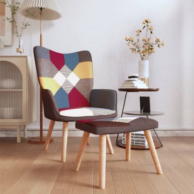 Gossi scaun de relaxare cu taburet, textil, petice