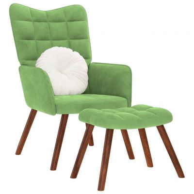 Gossi scaun de relaxare cu taburet, verde deschis, catifea