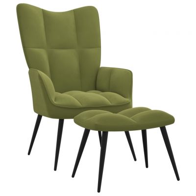 Gossi scaun de relaxare cu taburet, verde deschis, catifea
