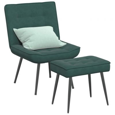 Gossi scaun de relaxare cu taburet, verde inchis, catifea