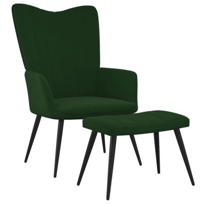Gossi scaun de relaxare cu taburet, verde inchis, catifea
