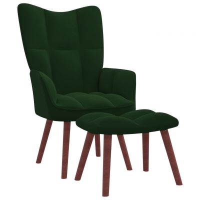 Gossi scaun de relaxare cu taburet, verde inchis, catifea