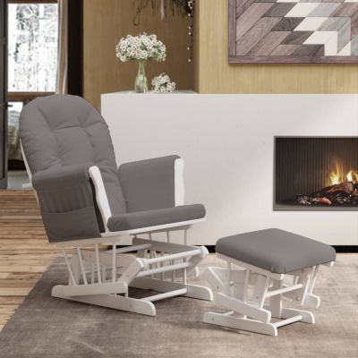 Gossi scaun de relaxare glisant cu taburet, gri inchis, textil