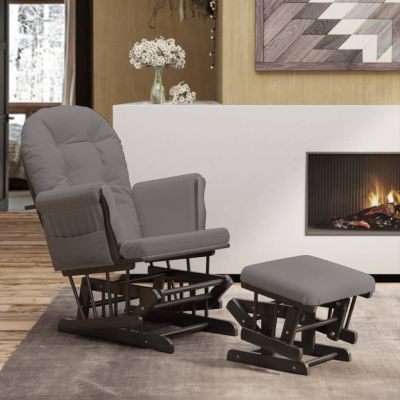 Gossi scaun de relaxare glisant cu taburet, gri inchis, textil