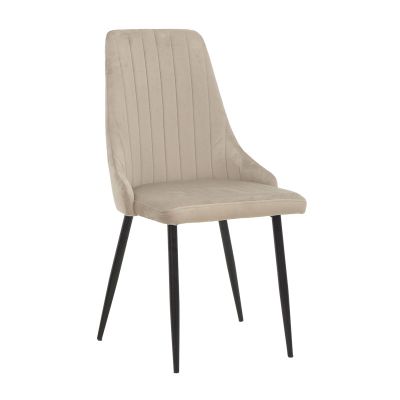 Scaun Azori pakoworld catifea bej-Gri picior metalic negru 49x55x85cm