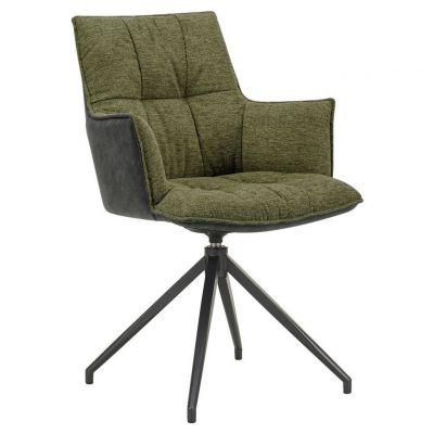 Scaun Cu Brațe din metal, textil, verde, negru