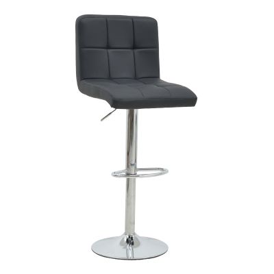 Scaun de bar Remina pakoworld reglabil pe inaltime picior din metal negru pu-crom 44x44x112cm