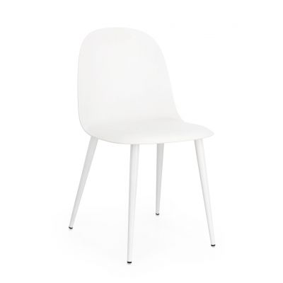 Scaun Ella, Bizzotto, 45x51.5x80.5 cm, polipropilena/otel, alb