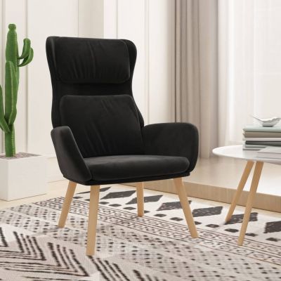 Gossi scaun de relaxare, negru, catifea