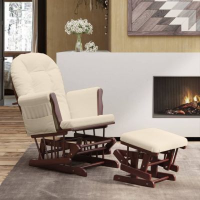 Gossi scaun glisant cu taburet, alb crem, material textil