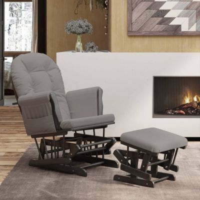 Gossi scaun glisant cu taburet, gri deschis, material textil