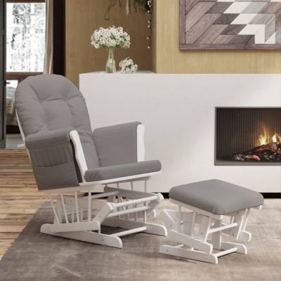 Gossi scaun glisant cu taburet, gri deschis, material textil