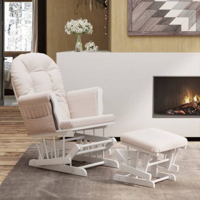 Gossi scaun glisant cu taburet, roz deschis, material textil