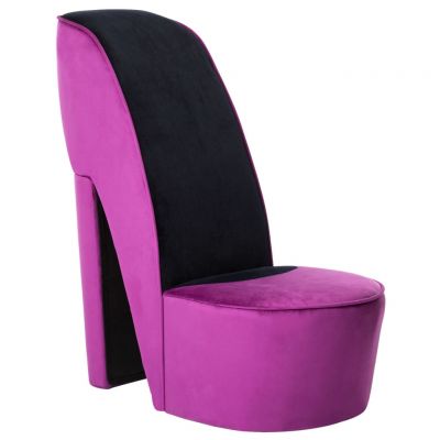 Gossi scaun in forma de pantof cu toc, mov, catifea