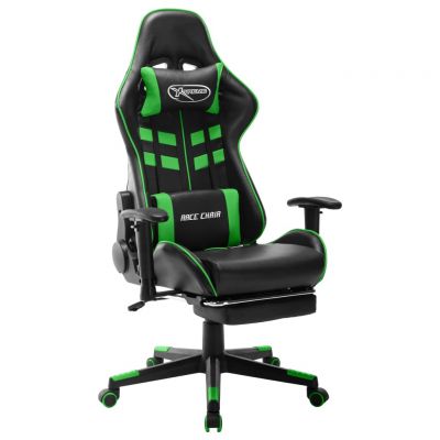 Gossi scaun jocuri cu suport picioare, negru/verde, piele artificiala