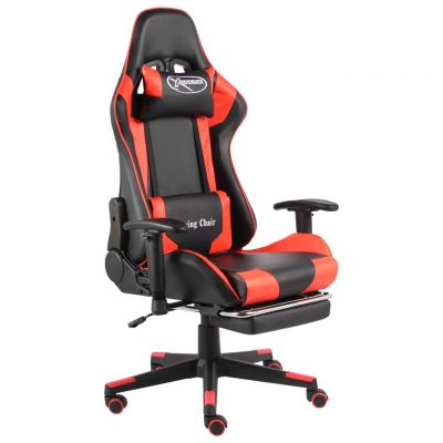 Gossi scaun jocuri pivotant cu suport de picioare, rosu, pvc