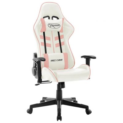 Gossi scaun pentru jocuri, alb si roz, piele artificiala