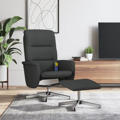 Gossi scaun rabatabil cu taburet, negru, material textil