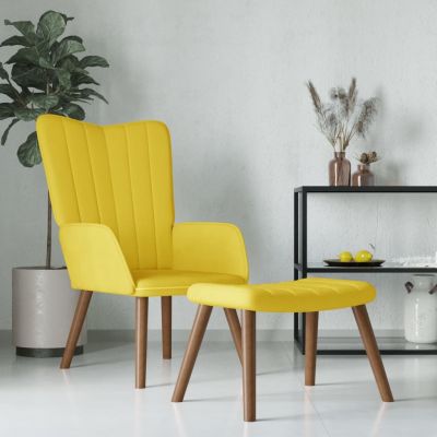 Gossi scaun relaxare cu taburet, galben mustar, catifea