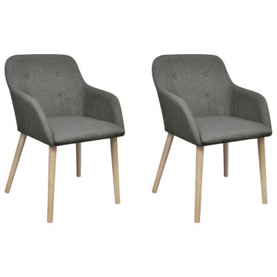 Gossi scaune bucatarie 2 buc, gri deschis, textil & lemn stejar masiv