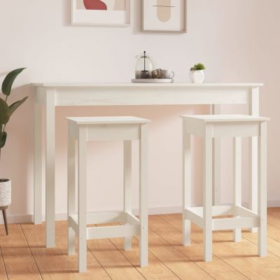 Gossi scaune de bar, 2 buc., alb, 40x40x78 cm, lemn masiv de pin