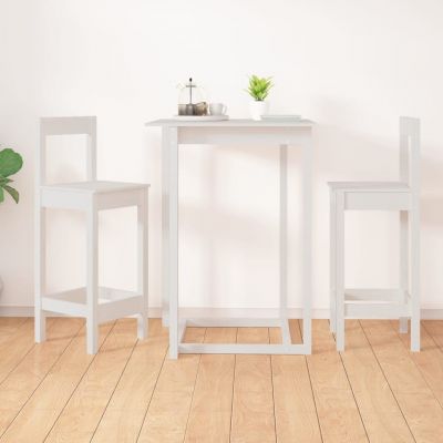 Gossi scaune de bar, 2 buc., alb,40x41,5x112 cm, lemn masiv de pin