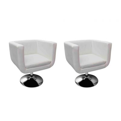 Gossi scaune de bar, 2 buc., alb, piele artificiala