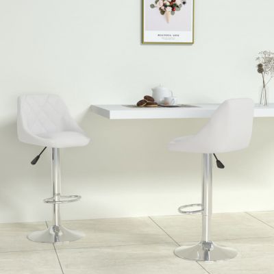 Gossi scaune de bar, 2 buc., alb, piele ecologica