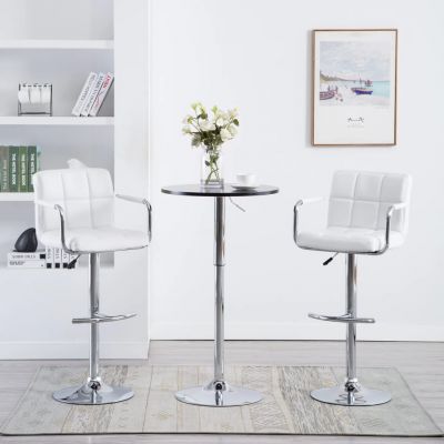 Gossi scaune de bar, 2 buc., alb, piele ecologica