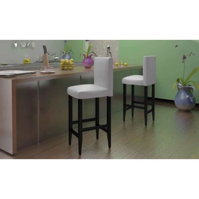 Gossi scaune de bar, 2 buc., alb, piele ecologica