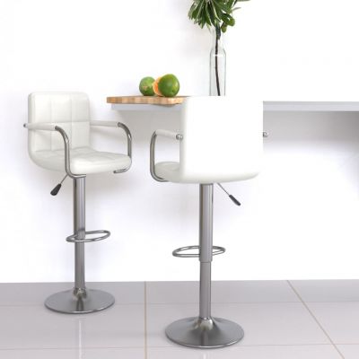 Gossi scaune de bar, 2 buc., alb, piele ecologica
