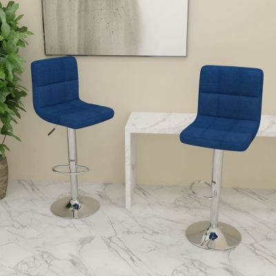 Gossi scaune de bar, 2 buc., albastru, material textil