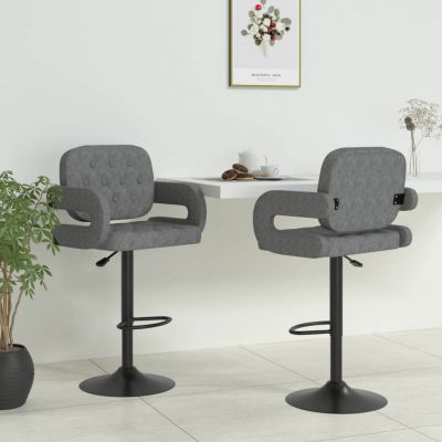 Gossi scaune de bar, 2 buc., gri deschis, material textil